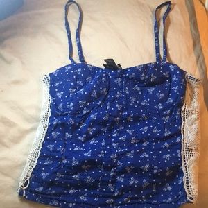 Blue with white crop top